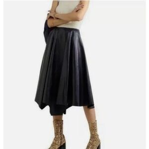 7 For All Mankind Black A-Line Skirt; Faux Leather